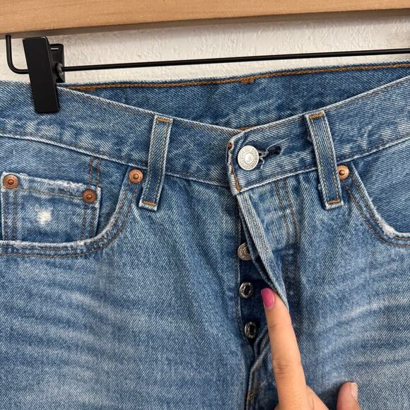 Levi's 501 Original High-Rise Straight Denim Jeans Oxnard Athens Crown Blue 25 - Picture 8 of 12